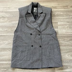 Black and White Chevron Blazer Vest